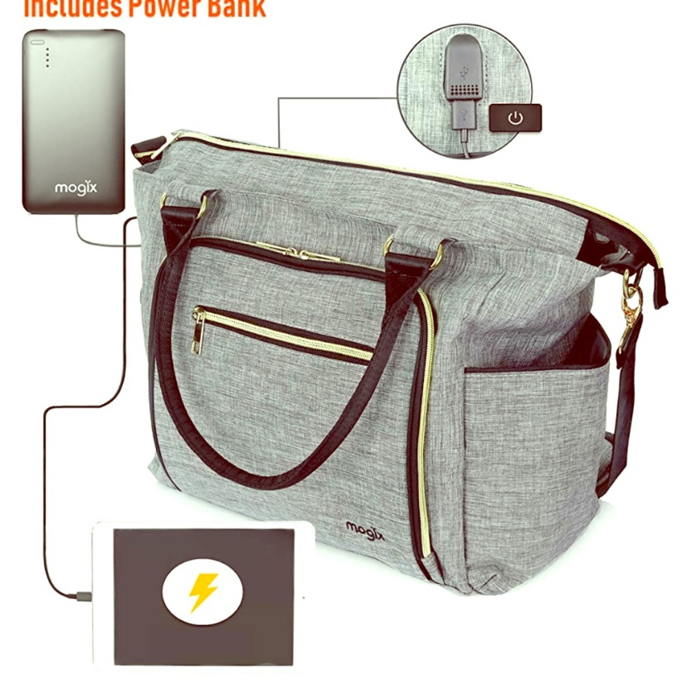 Mogix diaper bag with reusable charger